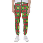 Green And Red Christmas Argyle Print Scuba Joggers