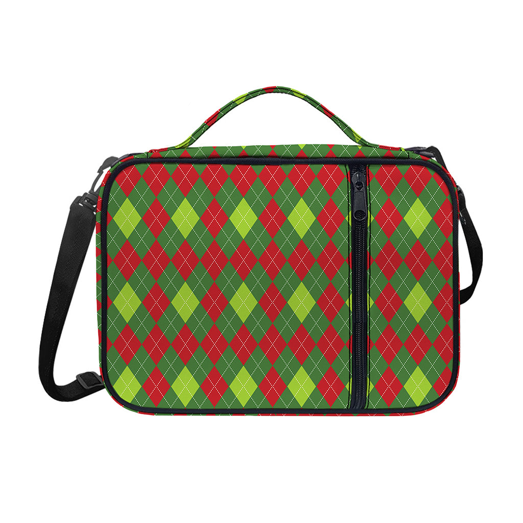 Green And Red Christmas Argyle Print Shoulder Strap Bible Bag