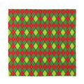 Green And Red Christmas Argyle Print Silk Bandana