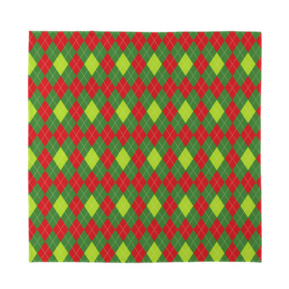 Green And Red Christmas Argyle Print Silk Bandana