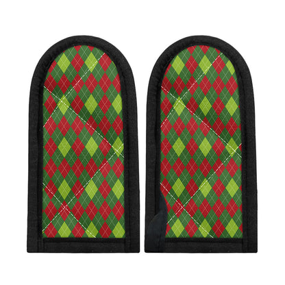 Green And Red Christmas Argyle Print Skillet Handle Cover