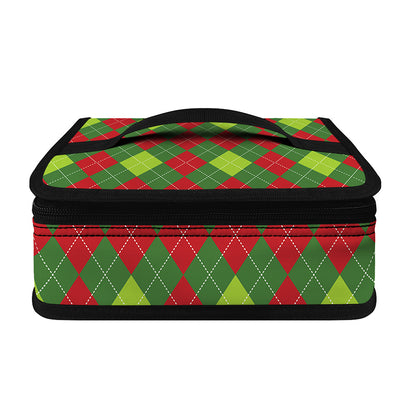 Green And Red Christmas Argyle Print Small Lunch Bag