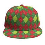 Green And Red Christmas Argyle Print Snapback Cap