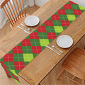 Green And Red Christmas Argyle Print Table Runner