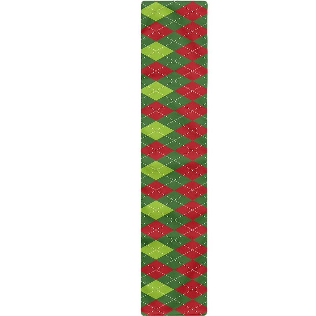 Green And Red Christmas Argyle Print Table Runner