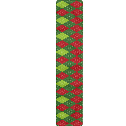 Green And Red Christmas Argyle Print Table Runner