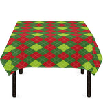 Green And Red Christmas Argyle Print Tablecloth