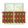 Green And Red Christmas Argyle Print Tier Curtains