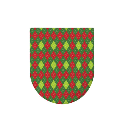 Green And Red Christmas Argyle Print Toilet Lid Cover