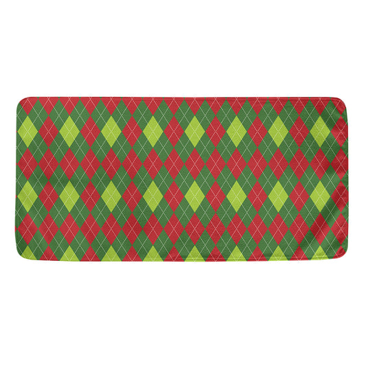 Green And Red Christmas Argyle Print Towel
