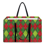 Green And Red Christmas Argyle Print Utility Tote Bag