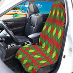 Green And Red Christmas Argyle Print Waterproof Car Seat Cover