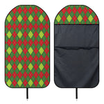 Green And Red Christmas Argyle Print Waterproof Car Seat Cover