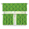 Green And Red Plaid Pattern Print 3 Piece Kitchen Curtains