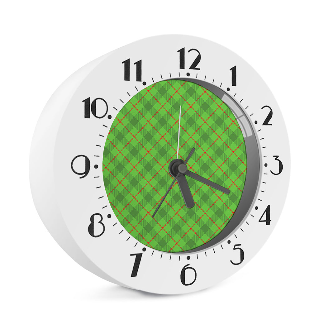 Green And Red Plaid Pattern Print Alarm Clock