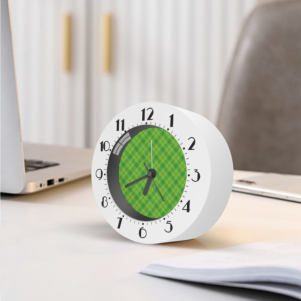 Green And Red Plaid Pattern Print Alarm Clock