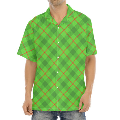Green And Red Plaid Pattern Print Aloha Shirt