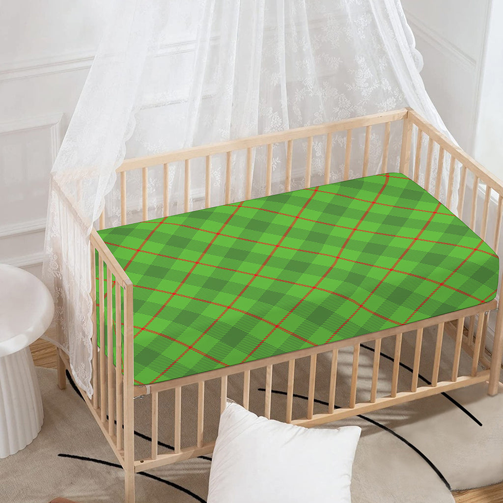 Green And Red Plaid Pattern Print Baby Crib Sheet