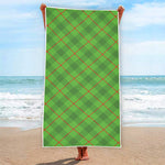 Green And Red Plaid Pattern Print Beach Towel