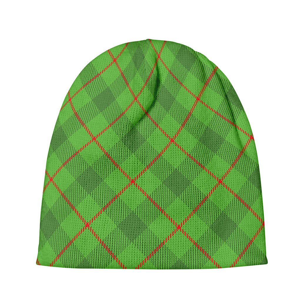 Green And Red Plaid Pattern Print Beanie
