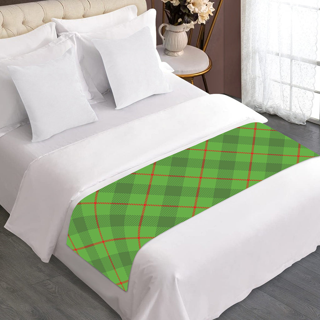 Green And Red Plaid Pattern Print Bed Runner