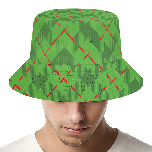 Green And Red Plaid Pattern Print Bucket Hat