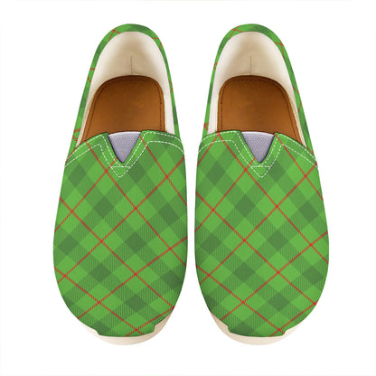 Green And Red Plaid Pattern Print Casual Shoes