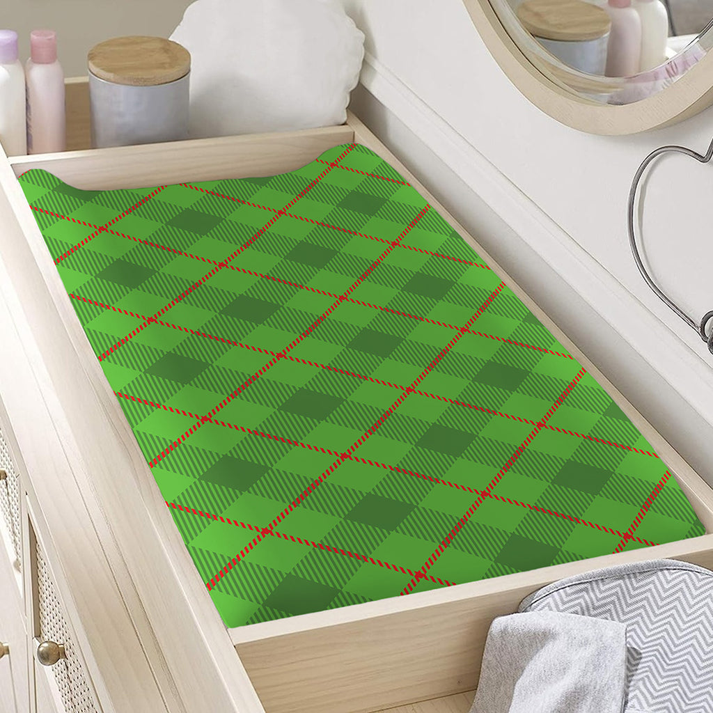 Green And Red Plaid Pattern Print Changing Pad Cover