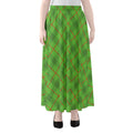 Green And Red Plaid Pattern Print Chiffon Maxi Skirt