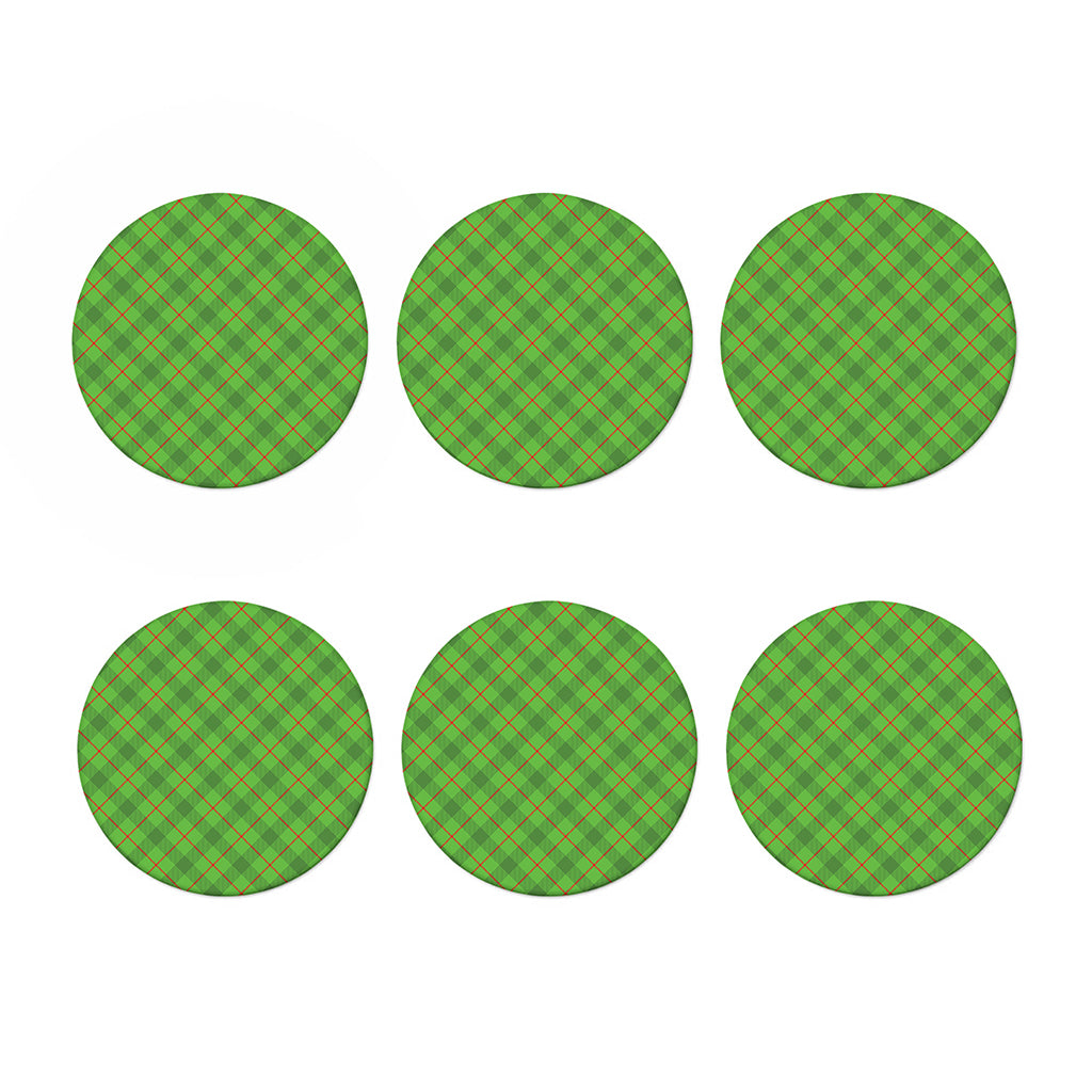 Green And Red Plaid Pattern Print Coaster Set