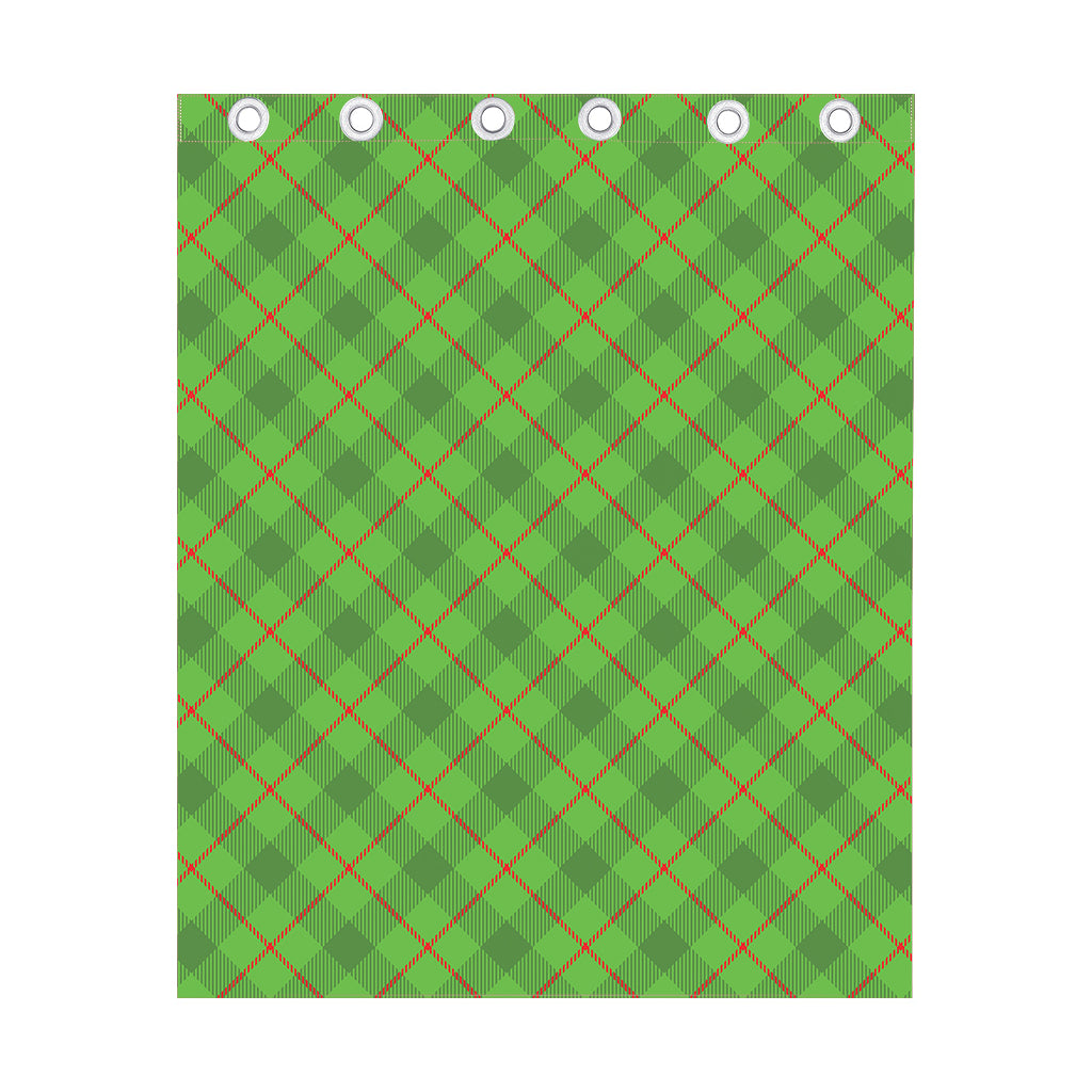 Green And Red Plaid Pattern Print Curtain