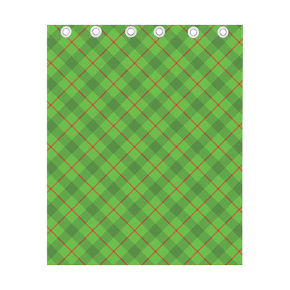 Green And Red Plaid Pattern Print Curtain