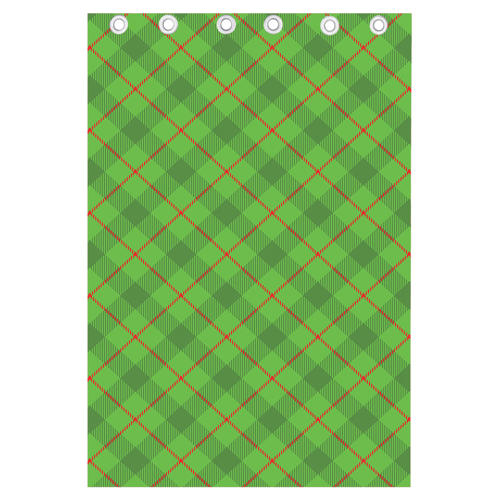 Green And Red Plaid Pattern Print Curtain