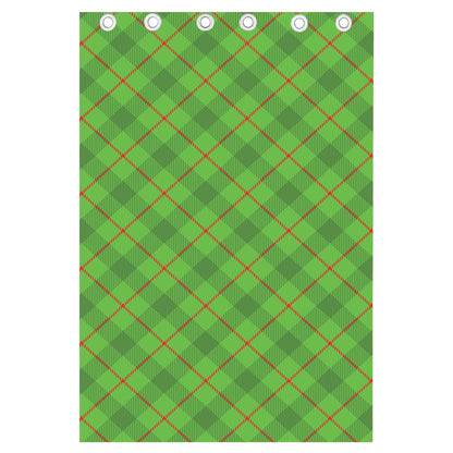 Green And Red Plaid Pattern Print Curtain