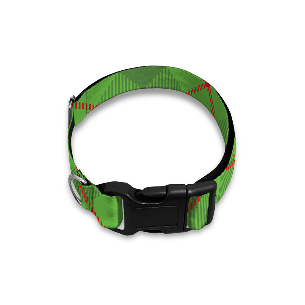 Green And Red Plaid Pattern Print Dog Collar