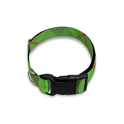 Green And Red Plaid Pattern Print Dog Collar