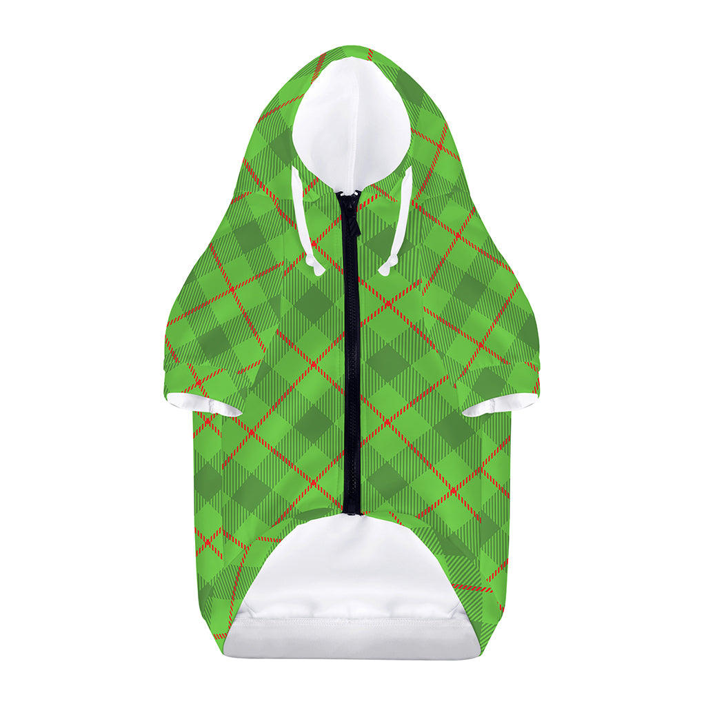 Green And Red Plaid Pattern Print Dog Zip Up Hoodie