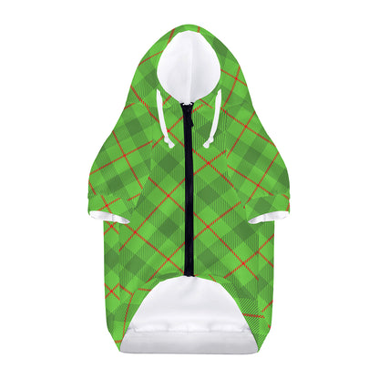 Green And Red Plaid Pattern Print Dog Zip Up Hoodie