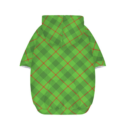 Green And Red Plaid Pattern Print Dog Zip Up Hoodie
