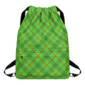 Green And Red Plaid Pattern Print Drawstring Backpack