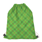 Green And Red Plaid Pattern Print Drawstring Bag