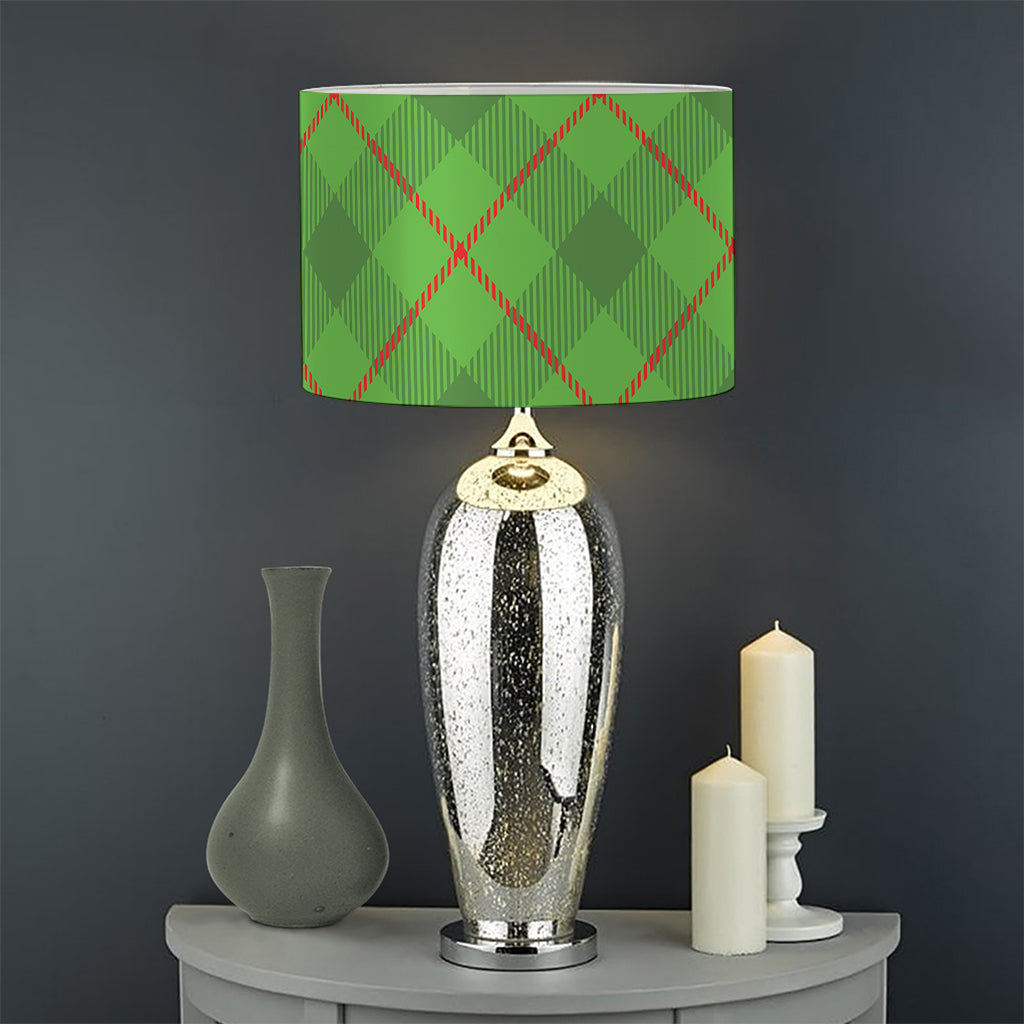 Green And Red Plaid Pattern Print Drum Lamp Shade