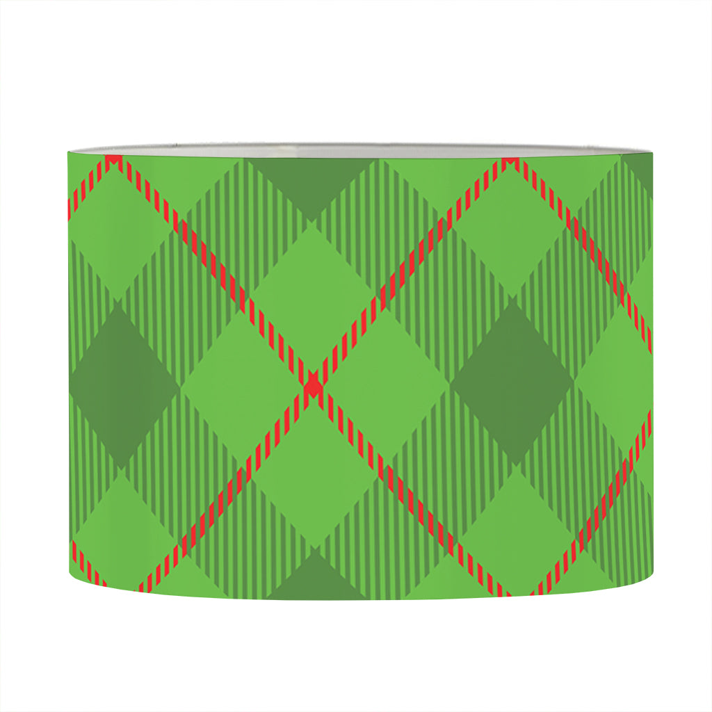 Green And Red Plaid Pattern Print Drum Lamp Shade