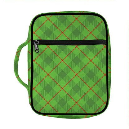 Green And Red Plaid Pattern Print Front Pocket Bible Bag