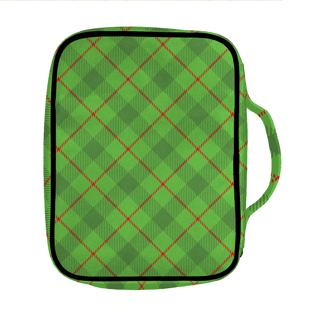 Green And Red Plaid Pattern Print Front Pocket Bible Bag