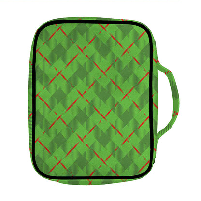 Green And Red Plaid Pattern Print Front Pocket Bible Bag