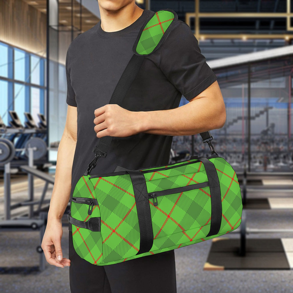 Green And Red Plaid Pattern Print Gym Bag