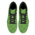 Green And Red Plaid Pattern Print High Top Leather Sneakers