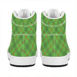 Green And Red Plaid Pattern Print High Top Leather Sneakers