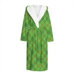 Green And Red Plaid Pattern Print Hooded Bathrobe